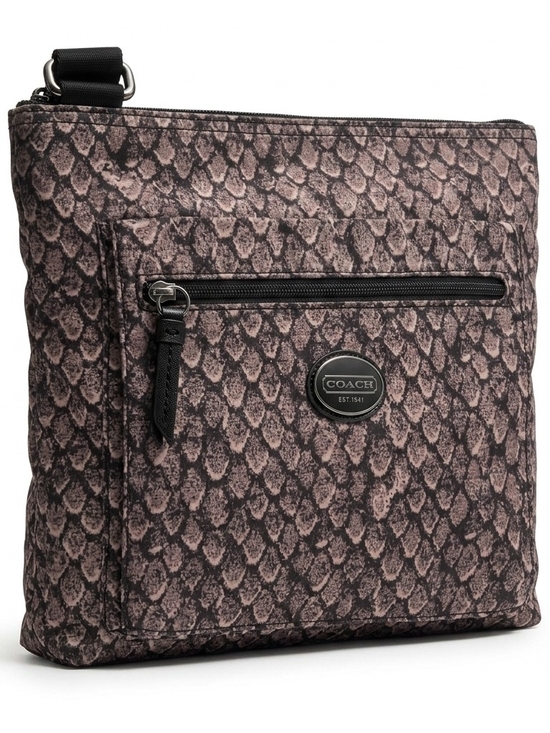 Coach Handbags - Coach Snake-Print Crossbody Bag in Taupe and Black